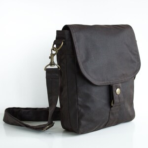 Waxed Canvas Tablet Messenger, Waxed Canvas Bag, Brown Messenger, Waxed ...