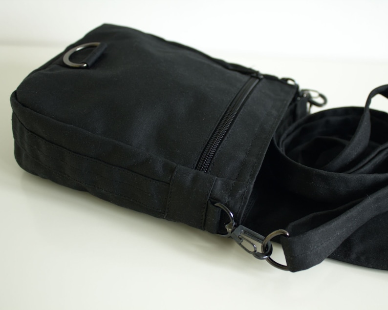 Waxed Canvas Travel Pouch in Black, Vegan Pouch, Waxed Canvas Bag, Waxed Canvas Pouch The Black Hipster Plus image 4