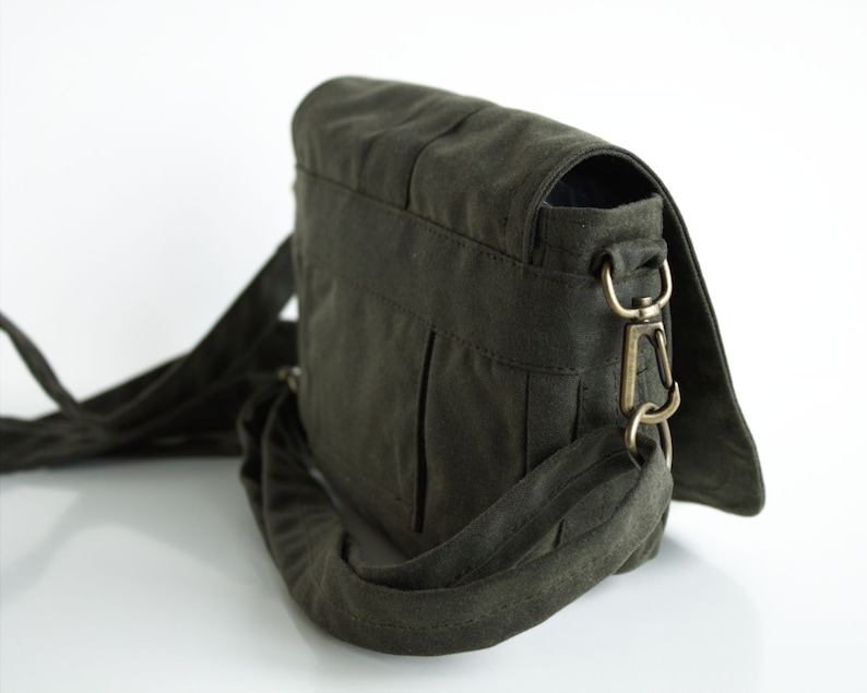Waxed Canvas Hip Bag Waxed Canvas Pouch Green Shoulder Bag Etsy