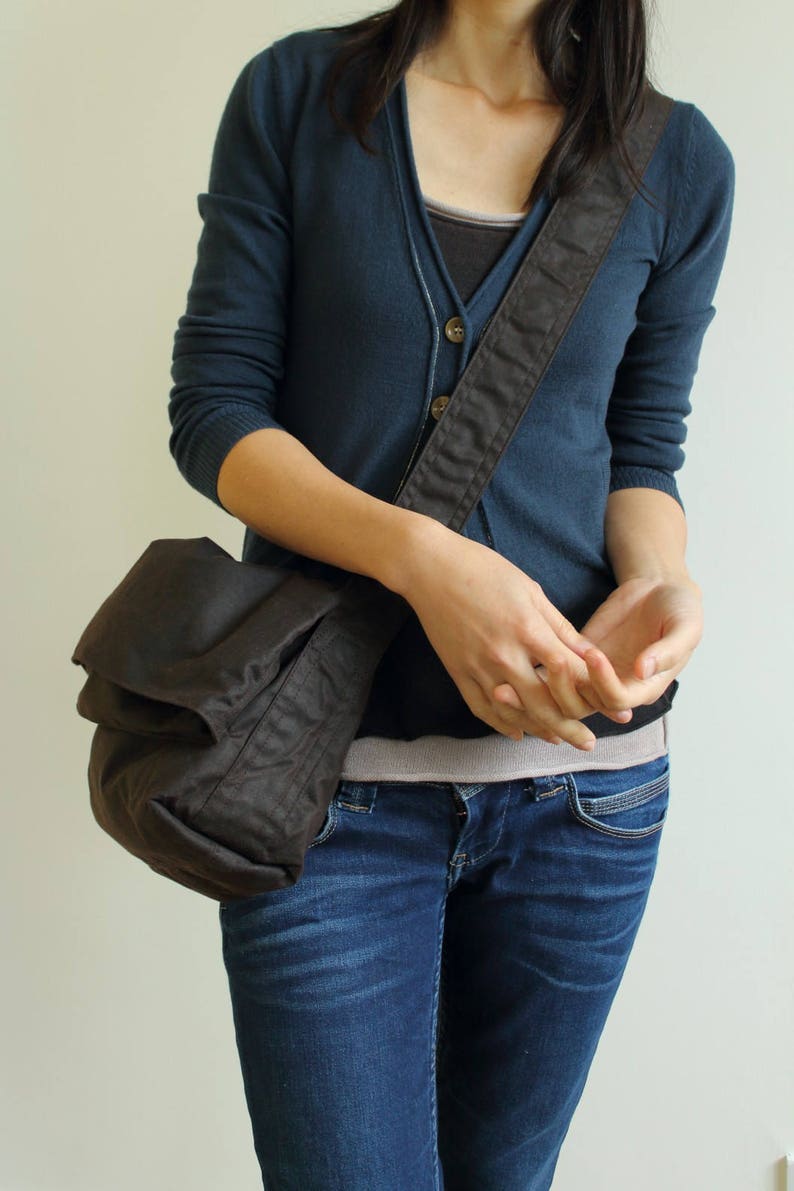 Waxed Canvas Handbag, Waxed Canvas Purse, Waxed Canvas Shoulder Bag