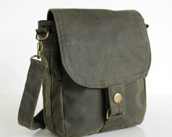 Waxed Canvas Bag, Waxed Canvas Hip Bag, Waxed Canvas Pouch - The Olive Hipster Plus