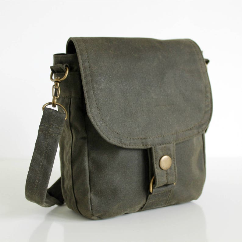 Waxed Canvas Bag, Waxed Canvas Hip Bag, Waxed Canvas Pouch The Olive Hipster Plus image 1