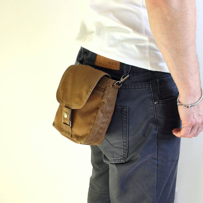 Waxed Canvas Bag, Waxed Canvas Hip Bag, Waxed Canvas Pouch The Olive Hipster Plus image 5