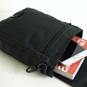 Waxed Canvas Travel Pouch in Black, Vegan Pouch, Waxed Canvas Bag, Waxed Canvas Pouch The Black Hipster Plus image 5