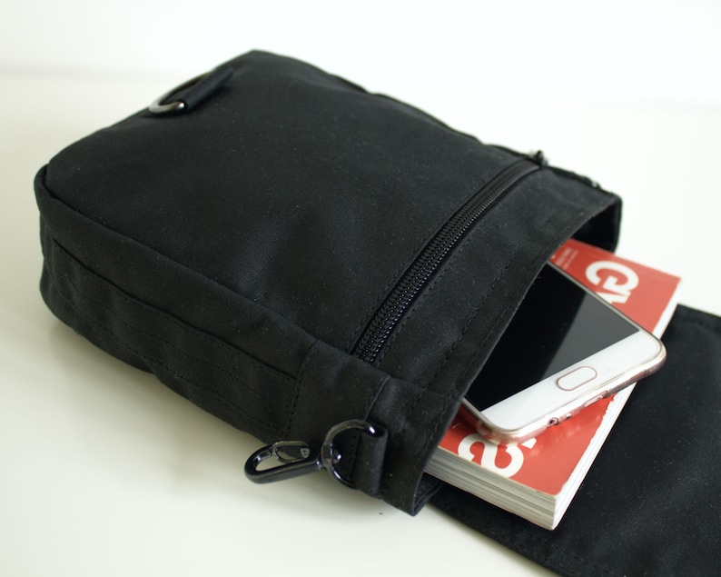 Waxed Canvas Travel Pouch in Black, Vegan Pouch, Waxed Canvas Bag, Waxed Canvas Pouch The Black Hipster Plus image 5