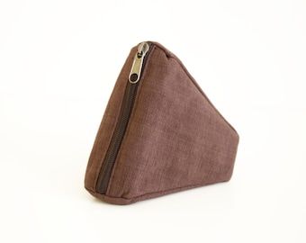 Organic cotton pouch, brown pouch, coin purse, mini organizer, zipper pouch, mini bag, pouch bag, key purse - The Brown Sushi Pouch