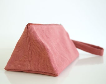 Organic Cotton Prism Pouch, Cedarwood Makeup Bag, Detachable Handle