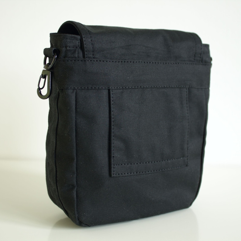 Waxed Canvas Travel Pouch in Black, Vegan Pouch, Waxed Canvas Bag, Waxed Canvas Pouch The Black Hipster Plus image 3