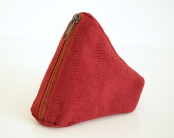 Organic Cotton Pouch, Ruby Red Mini Zipper Coin Purse
