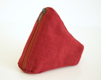 Organic cotton pouch, red pouch, coin purse, mini organizer, zipper pouch, mini bag, pouch bag, key purse - The Ruby Sushi Pouch