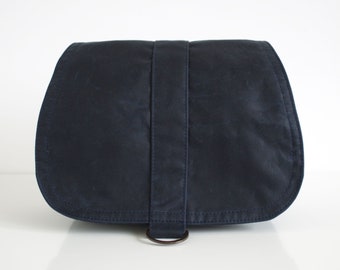 Navy Waxed Canvas Convertible Hip Bag, Handmade Vegan Crossbody Bag