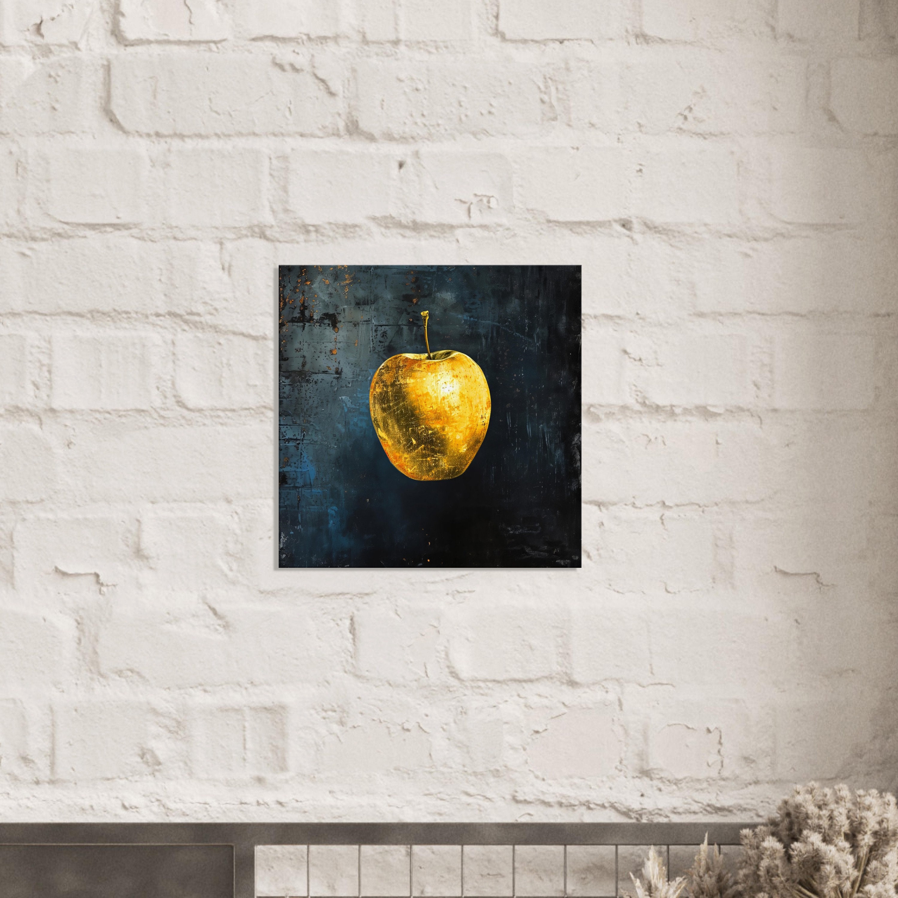 Golden Apple Canvas Print: Lustrous Fruit Wall Art - Etsy