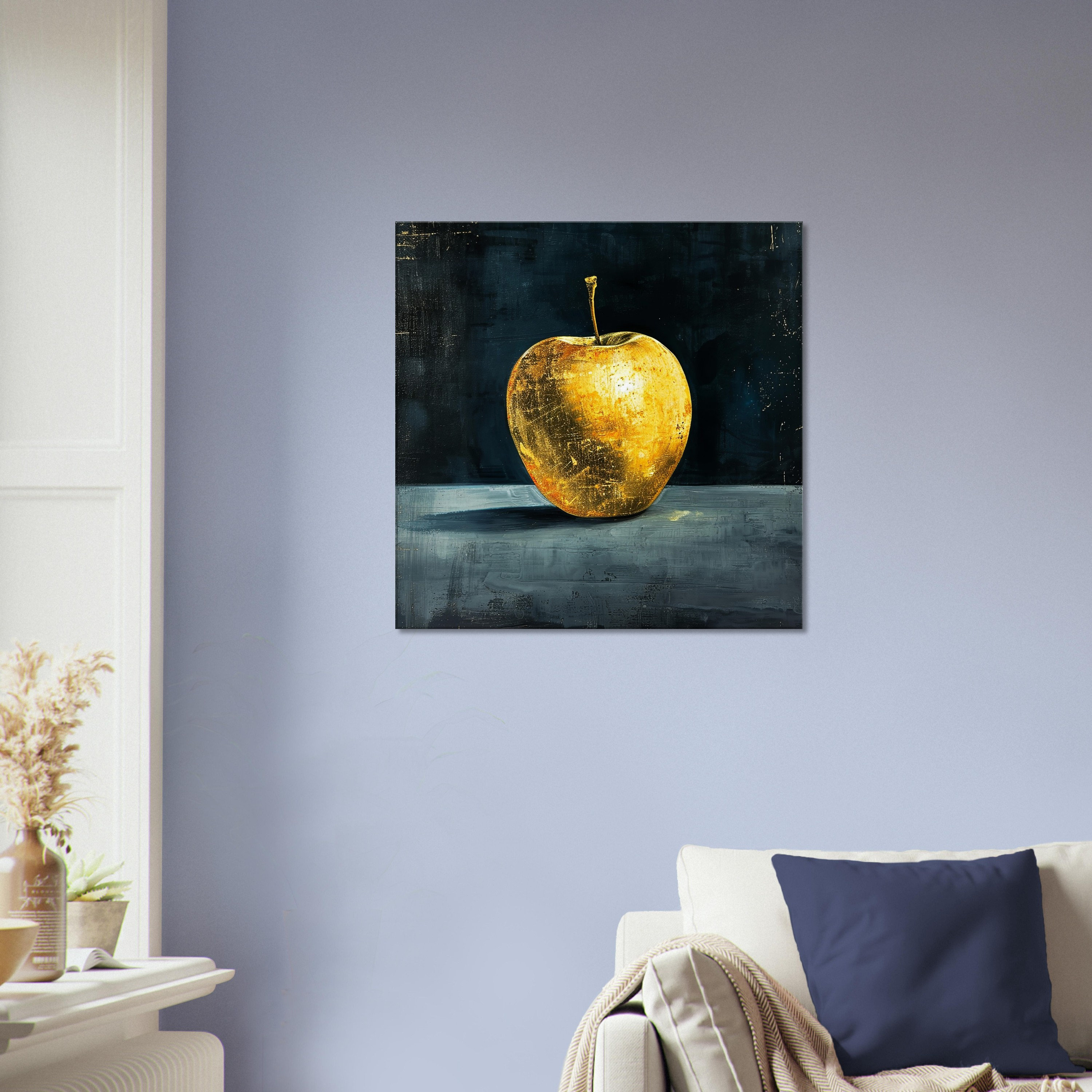 Gold Apple Still Life Canvas Wall Art, Dark Background - Etsy
