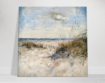 Neutral Coastal Canvas Wall Art, Textured Beach Dunes