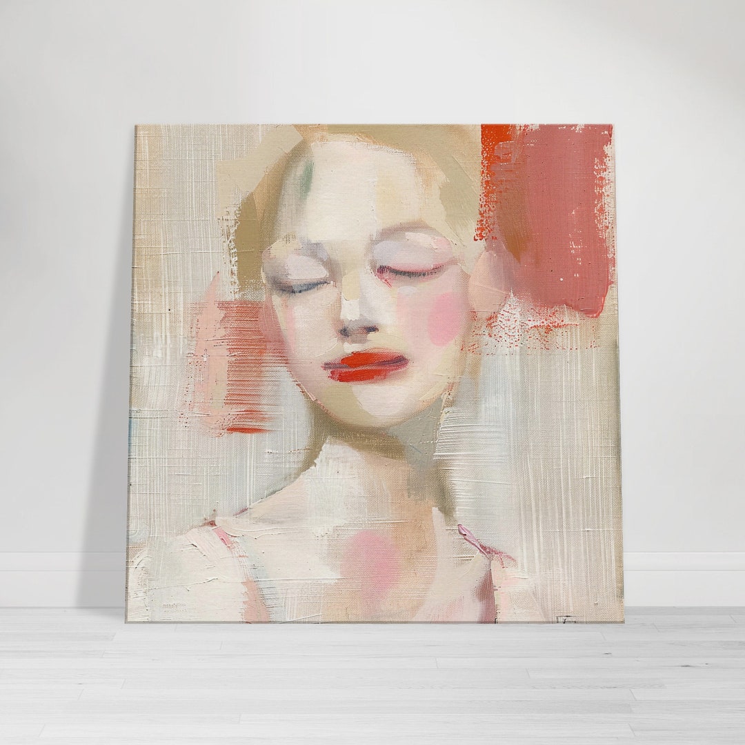 Dreamy Portrait of a Woman With Red Lips and Blush Cheeks, Ethereal ...