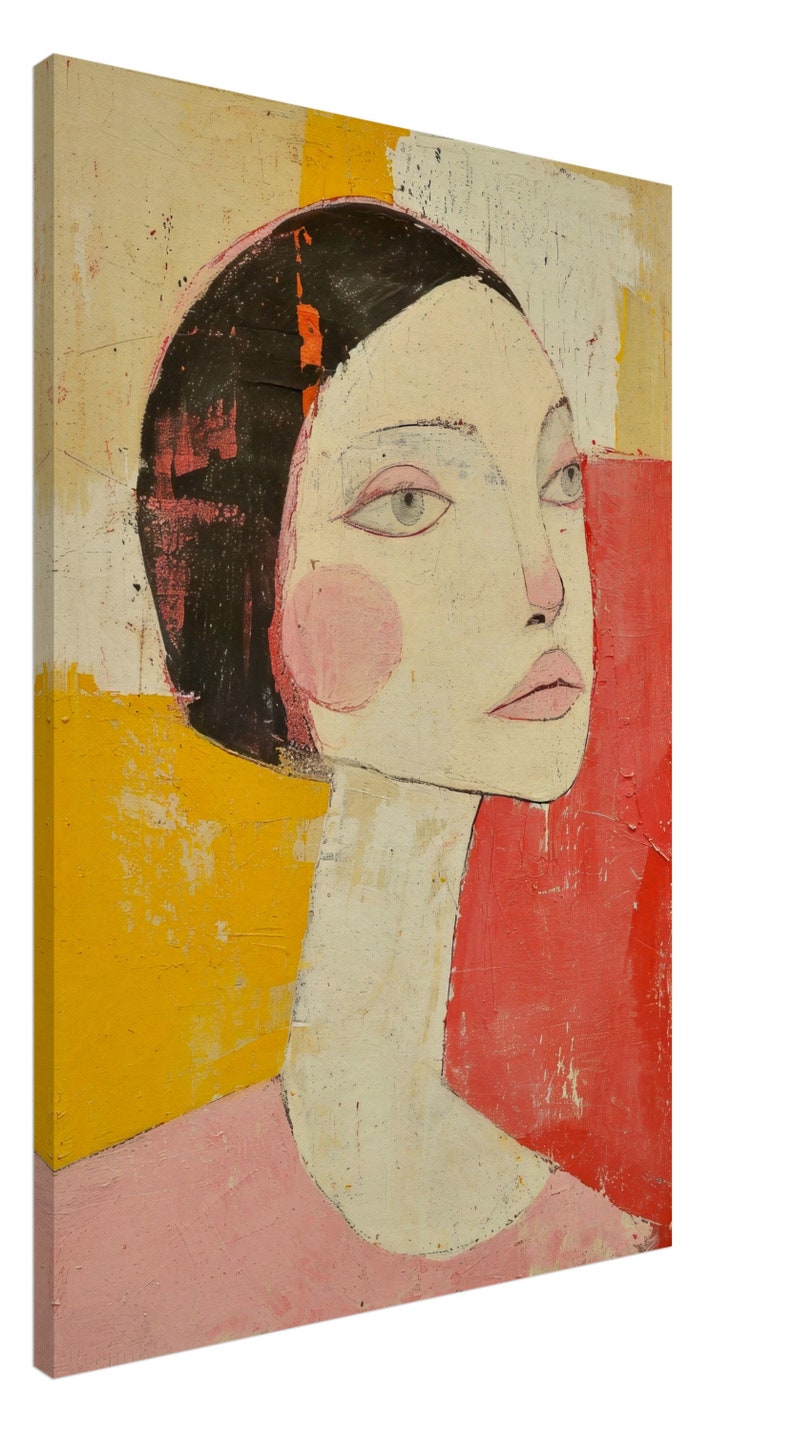 Abstract FEMALE PORTRAIT Painting Wall Art, Modern Woman Face Canvas ...