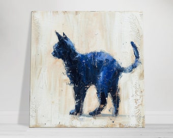 Blaue Katze - Abstraktes Haustier Bild, Modernes Dekor