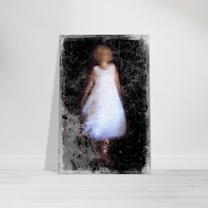 Grace in Shadows, Figurative Painting of a Mysterious Dancer, Black and White Art, Ready to Download and Print