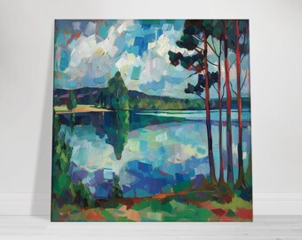 Tableau sur toile Lac Bleu, paysage abstrait