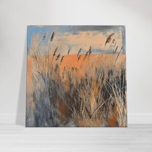 Tranquil Dawn, Serene Grass Silhouettes, Nature’s Canvas Art, Instantly Accessible Artistic Expression