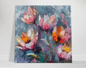 Colorful Tulip Abstract Canvas Wall Art
