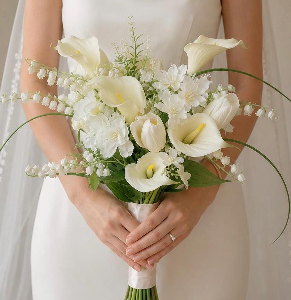 Silk White Calla Lily Bridal Bouquet