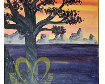 Arizona Sunset - Original Signed Acrylic Paintings on Stretched Canvas Wall Decor 20" x 16"