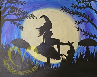 Moonlit Magic- Original Signed Acrylic Paintings on Stretched Canvas Wall Decor 20" x 16"