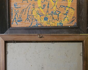 Get Moving Stick Figure Art with Pastels Original Signed