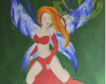 Fairy Art - Original Autographed Acrylic Painting on Stretched Canvas - 16"x20"