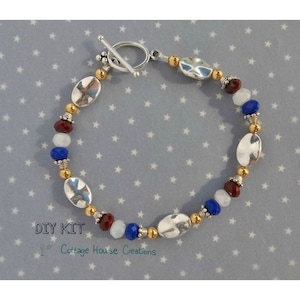 Red White & Blue~ Beaded Patriotic Jewelry Making Bracelet Photo Instruction Bracelet Kit
