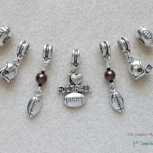 7pc Football Charms for European Large Big Hole Bracelets Paracord Keyring Cheer DIY Jewelry Crafts