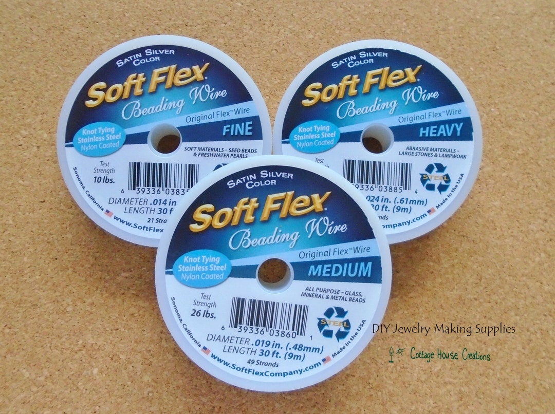 Soft Flex Beading Wire 30 Ft Spool, Fine .014, Med .019, Heavy .024 Etsy