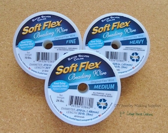 Soft Flex Beading Wire 30 ft Spool, Fine .014, Med .019, Heavy .024
