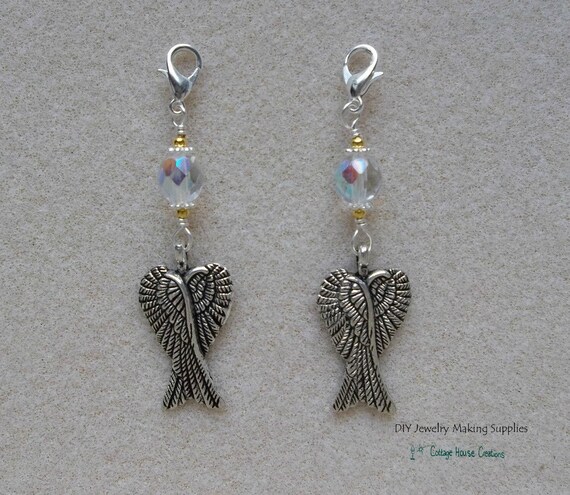Ala de ángel de plumas blancas encanto colgante pendiente jewelrys Largo Pendientes para Mujeres D