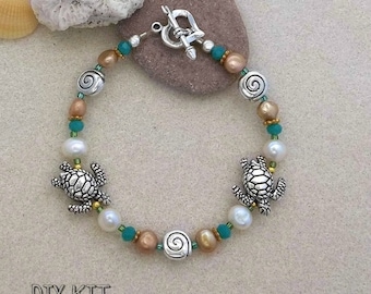 Sea Turtles Fresh Water Pearl Beaded Bracelet Kit Beads For Jewelry Making