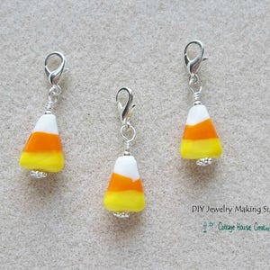 Candy Corn Clip On Lobster Clasp Halloween Candy Charm Zipper Pull Bracelet Planner 3pc set