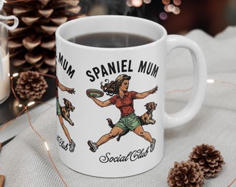 Spaniel Mum Mug in White, For a Dog Lover, Dog Mum, Perfect Mother&#39;s Day Gift. Wrap around mug