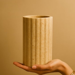 Handcrafted Natural Travertine Vase