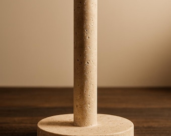 Travertine Paper Towel Holder – Natural Stone Kitchen/Tissue Roll Stand – Handmade Marble Kitchen Accessory