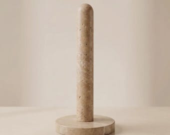 Soporte para rollos de papel higiénico de travertino – Soporte de piedra natural para cocina/rollo de papel higiénico – Accesorio de cocina de mármol hecho a mano