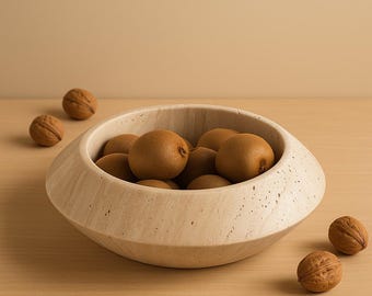 Eclipse Travertine Bowl – Handcrafted Natural Stone Centerpiece & Catchall Dish