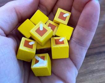 N++ (NPLUSPLUS) Gold Cubes - handmade tiny wooden cubes - gold-thirsty ninjas rejoice!