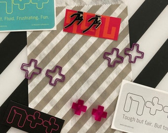 N++ (NPLUSPLUS) Stationery Set - Paper Clips, Thumbtacks, Magnets, plus plus - minimalist, stylish, and cool - video game merch by Metanet