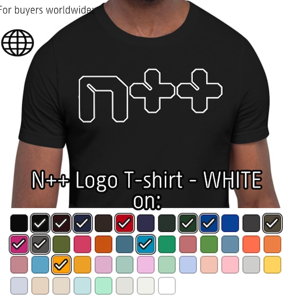 N++ (NPLUSPLUS) logo - WHITE- on many colours - Short-Sleeve Unisex T-Shirt - Bella Canvas