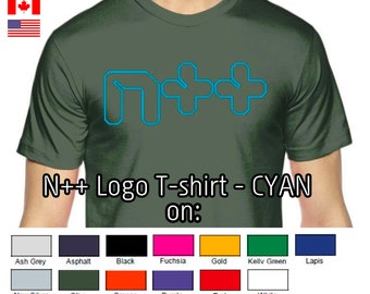 N++ (NPLUSPLUS) CYAN logo - American Apparel Unisex Fine Jersey Short-Sleeve T-Shirt | 2001W