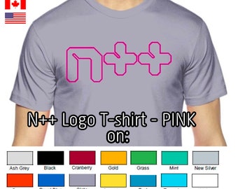 N++ (NPLUSPLUS) - PINK logo -American Apparel Unisex Fine Jersey Short-Sleeve T-Shirt | 2001W