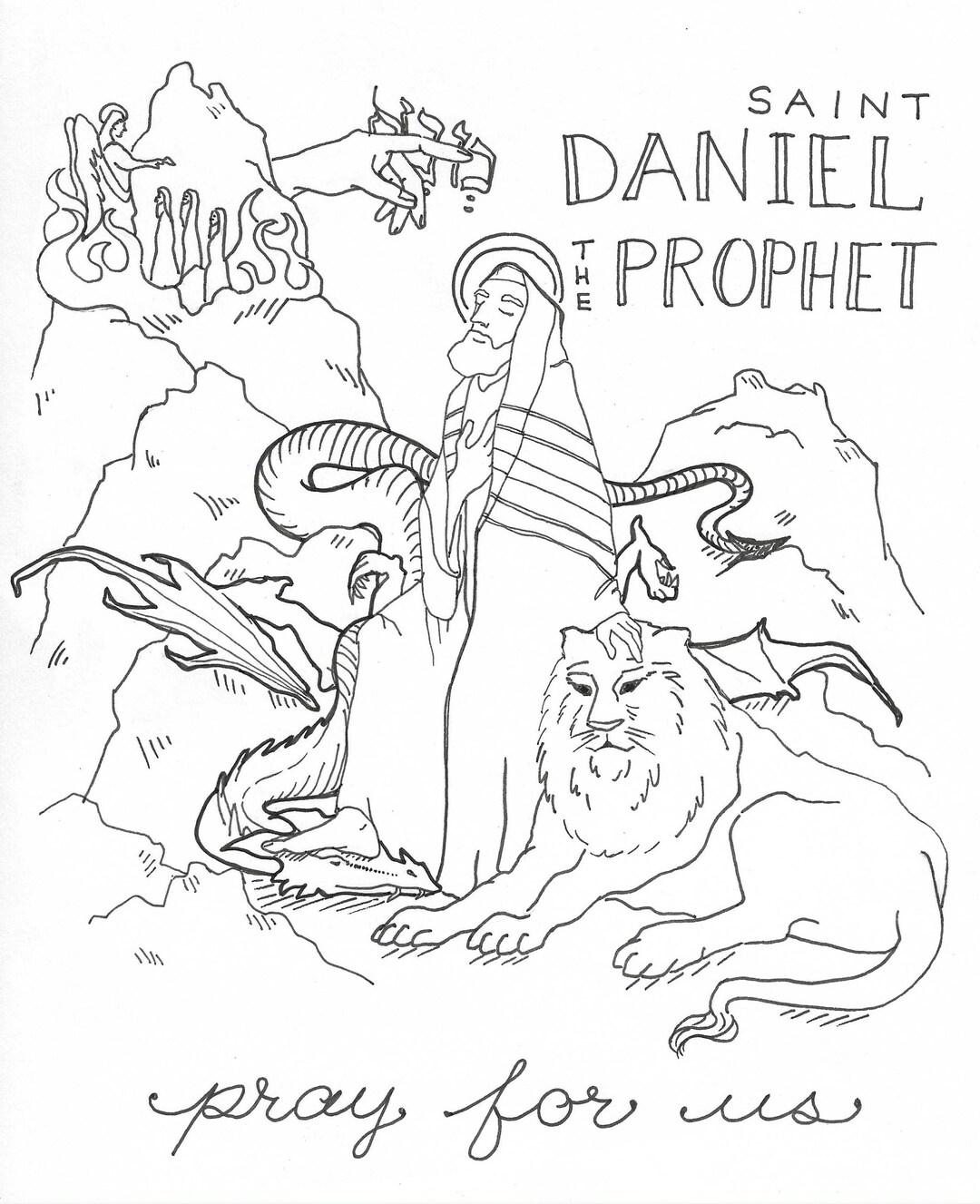 Prophets Coloring Page Saint Daniel in the Lions Den Old Testament - Etsy