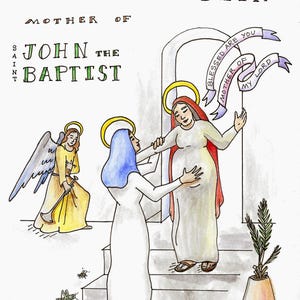 Heilige Elizabeth, Mutter von Johannes dem Täufer, Digitaldruck (Die Verkündigung)
