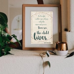 Vous voyez, l&#39;enfant vit… Impression souvenir de fausse couche, citation de mère Angélique